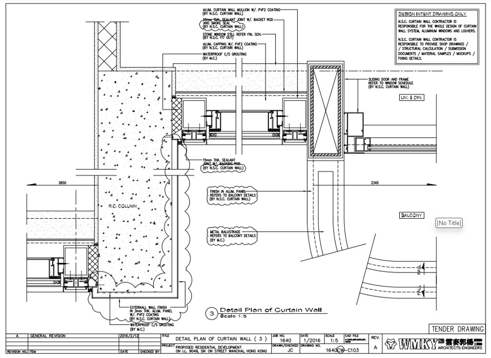 Detail Plan of Curtain Wall
